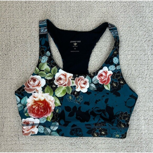 Johnny Was Other - Johnny Was Sports Bra Womens Size XS Green Floral Rosabel Bee Active